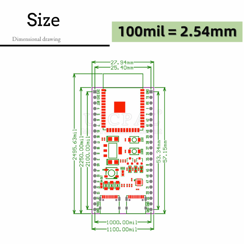 BT, BLE5.0, ESP32 original, S3, N8R2, N16R8, 44Pin Tipo-C, 8M PSRAM