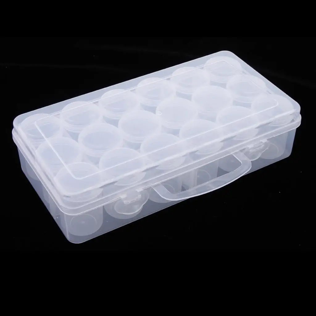 18PCS Clear Jars,Nail  Lip   Lotion Eyeshadow  Lids,Large Carry Storage Case Holder Together