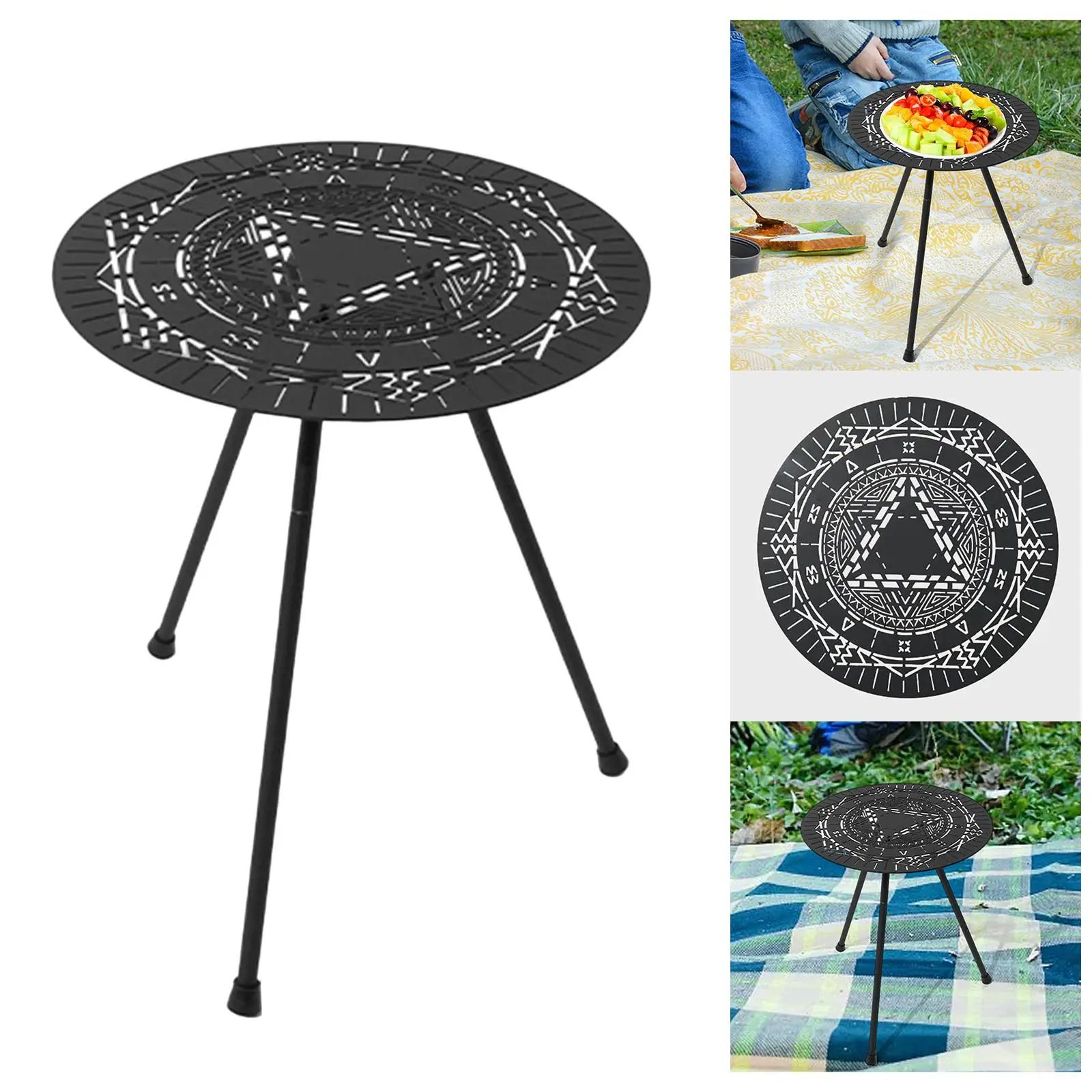 Portable Camping Coffee Table Foldable Adjustable Camping Furniture for Picnic Patio BBQ Fishing