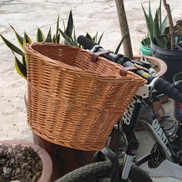 Wicker Basket Leather Straps For Bike Basket Basket For Bike