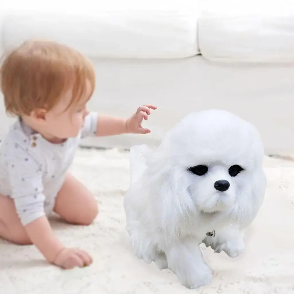 Soft Electronic Pet Dog Battery Powered Interactive Toy Figures Tail Wagging 30cm Puppy Toy for Girls Toddlers Children Boys