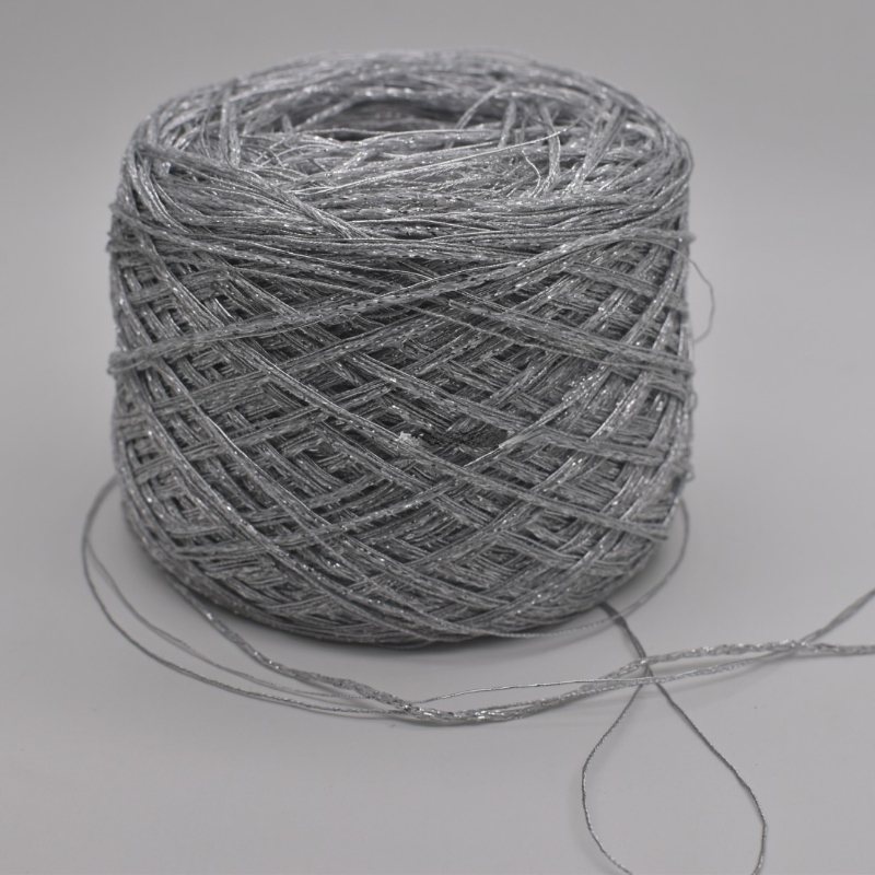 Description Picture 3 of itemHandmade Specialty Line Yarn Metal Sequin Hand Mixed Line Glitter Silver Grid Hollowed Out Wire Wrapping Material Crochet Thread