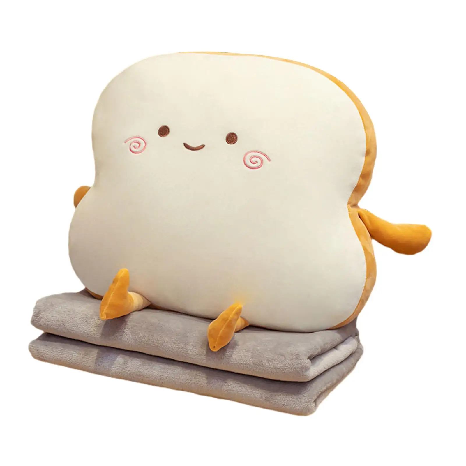 Adorable Bread Plush Pillow with Blanket Soft Sofa Pillow for Kids Room Home
