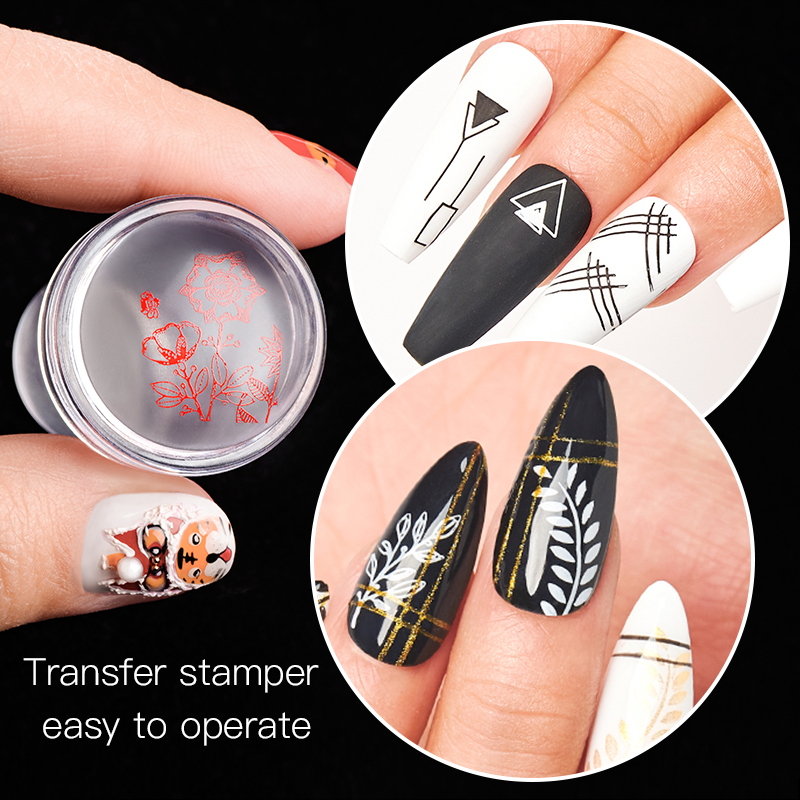 Description Picture 6 of itemNail Stamper Jelly Silicone Printing Nail Polish Stamping French Tip Nail Stamp Template with Scraper Manicure Stencil Tools