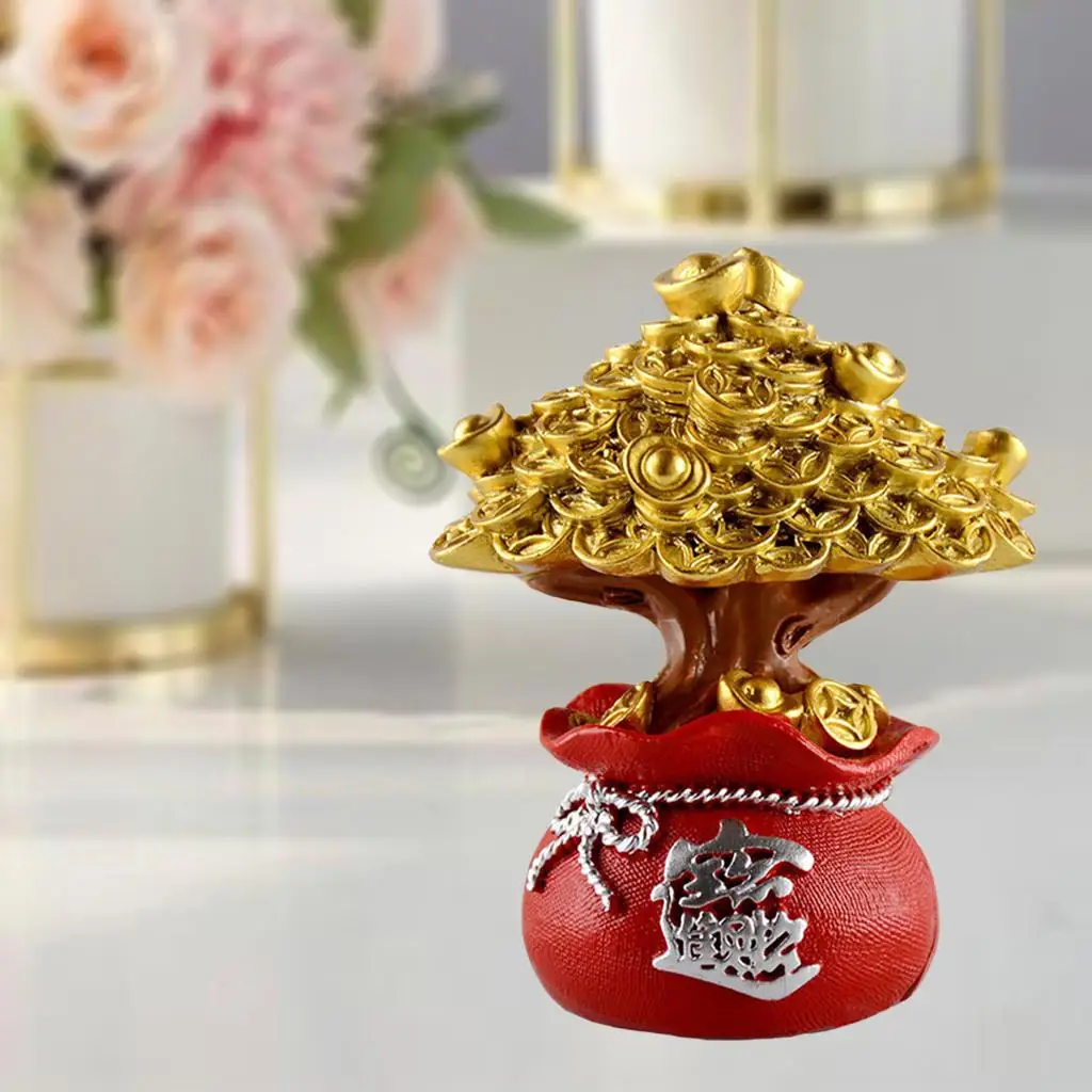 2x Lucky Tree  Ornaments Feng Shui Feng Shui Statue Bonsai Feng Shui Tree indoor and outdoor Decor Crafts