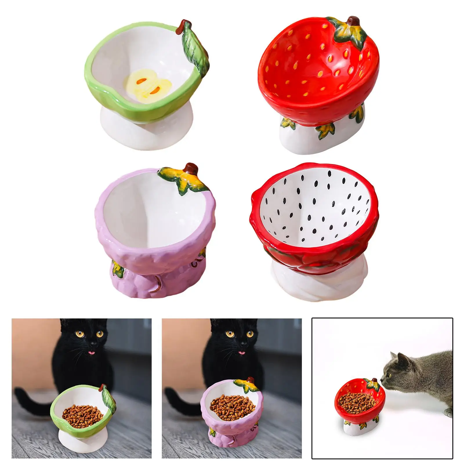 Raised Cat Bowl Pet Feeding Dish Stable Smooth Surface Portable Kitty Drinking Bowl for Small Medium Dogs Puppy Indoor Cats