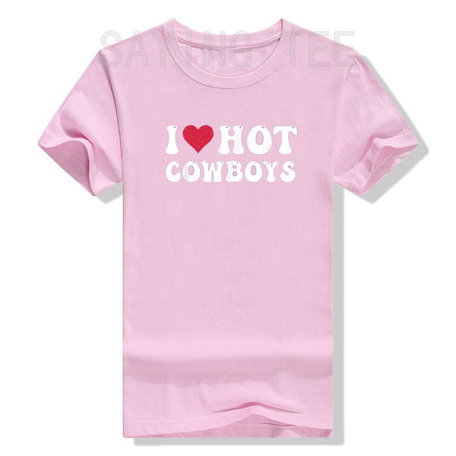 : I Love Hot Cowboys Shirt Big Red Heart Top Cowboy Premium T- Shirt : Clothing, Shoes & Jewelry