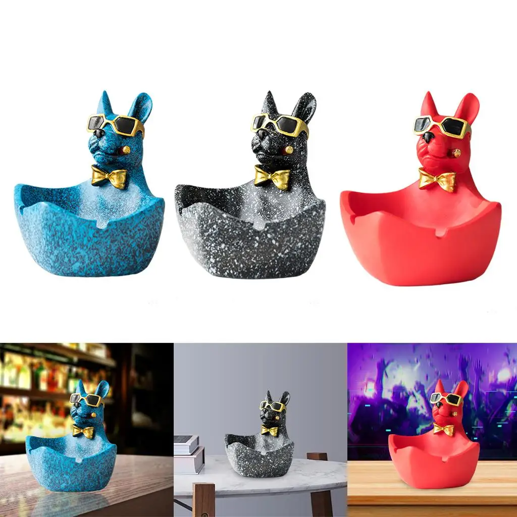 Dog Figurine Ashtray Smoking Organizer Cigarettes Holder Collectible Artware Crafts Office Living Room Desktop Decoration Gift