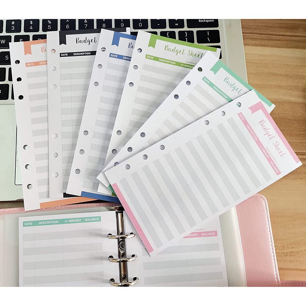 A5 A6 A7 Binder Budget Planer Organizer 6 Ringbuch Umschläge Taschen und 12 Stück Ausgabenbudgetblätter – Detail 2