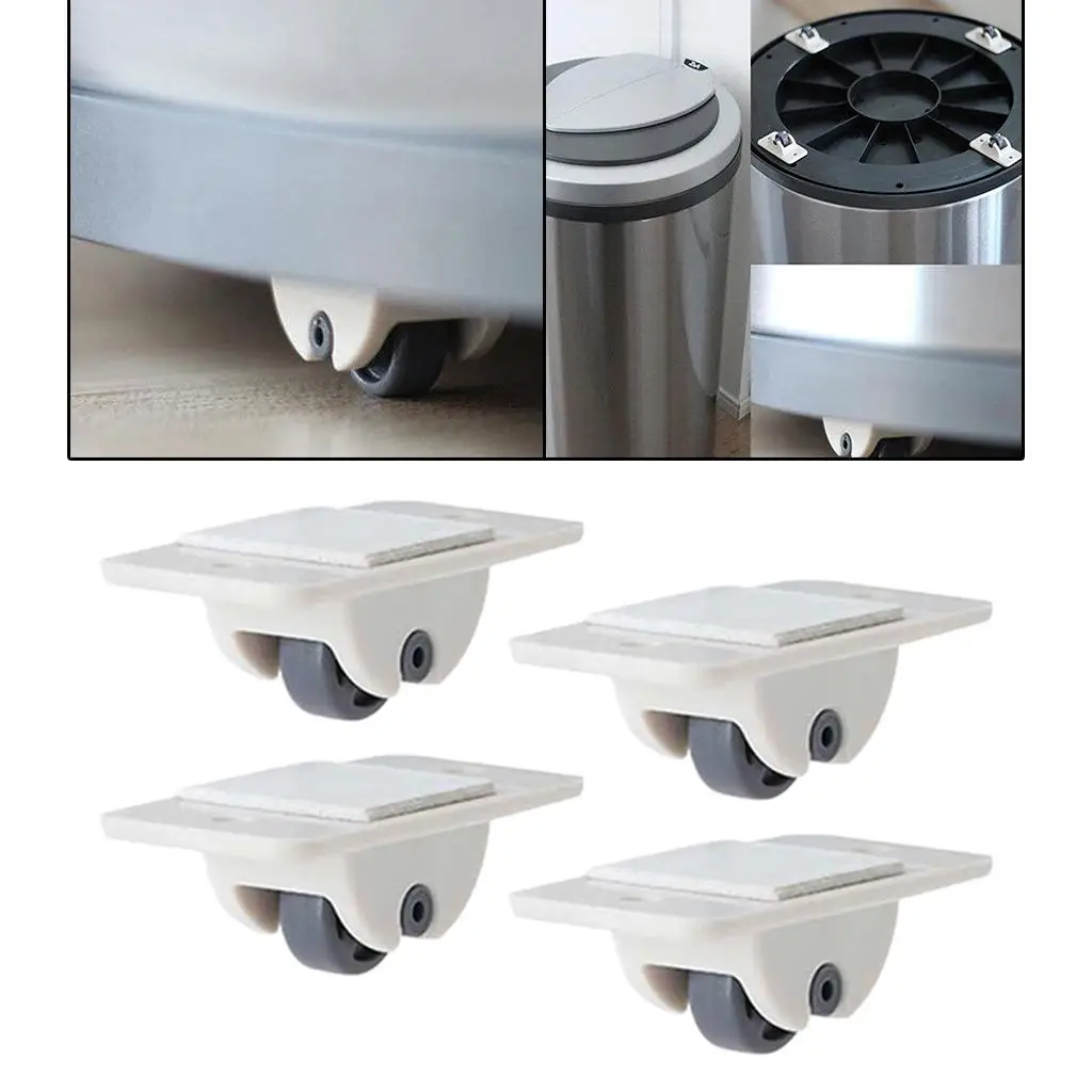 4PCS Self Adhesive Swivel Casters Universal Drawer Trash Can Wheel Roller