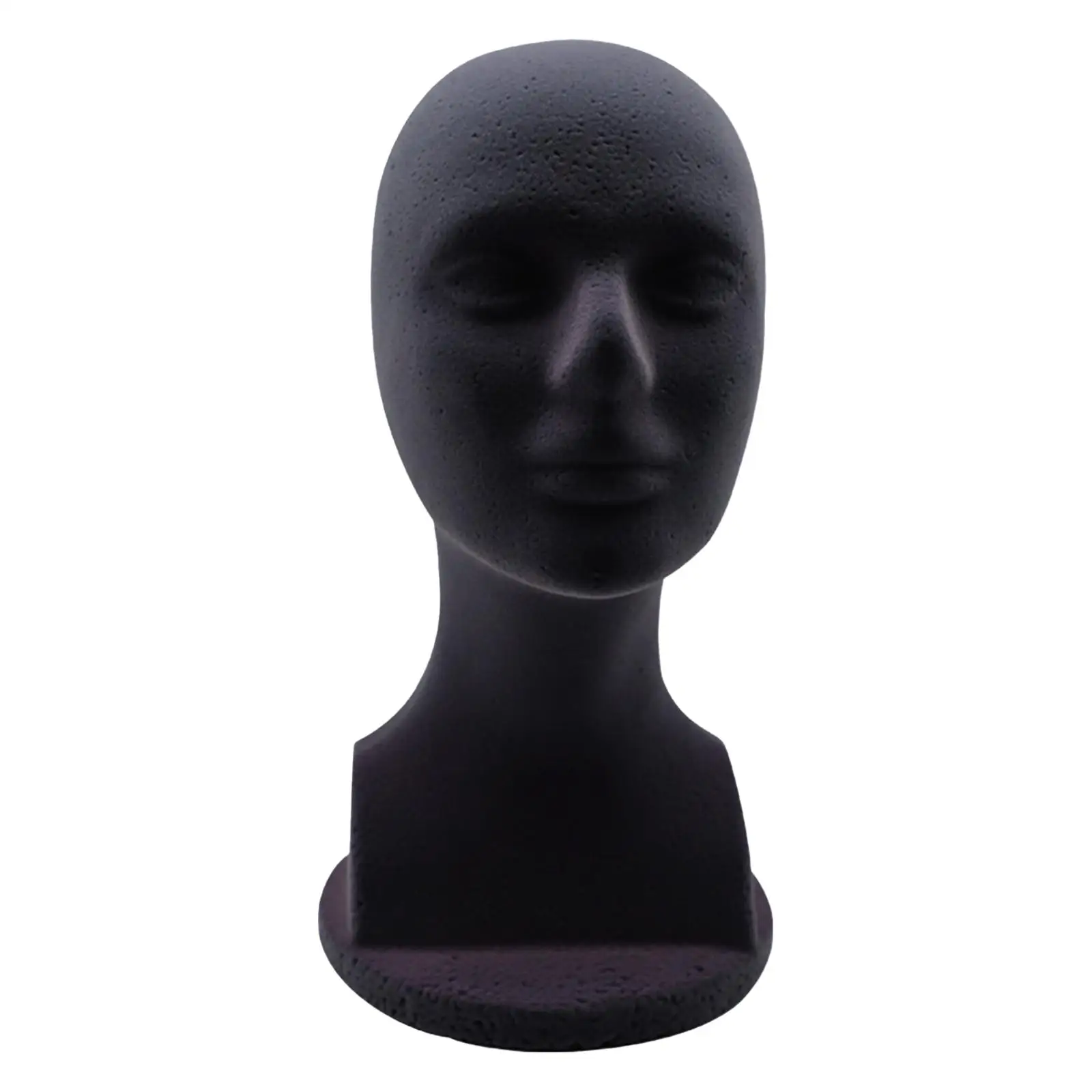 Man Styrofoam Mannequin Head Model Hat Display Stand Black Multi Functional for Professional or Personal Use Sturdy Stable Base