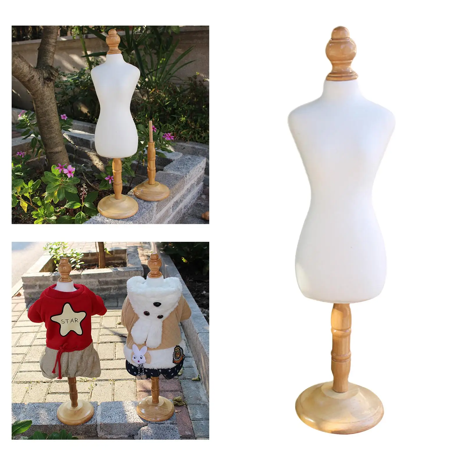 Miniature Dolls Dress Hanger Ornament Display Body Model Wooden Mannequin Couture Display Stand for Cat Dog Clothes Pet Clothing
