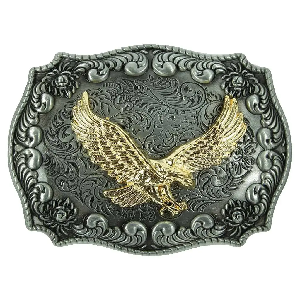 Antique Celtic Embossed Soaring Gold Eagle Belt Buckle Cowboy Style