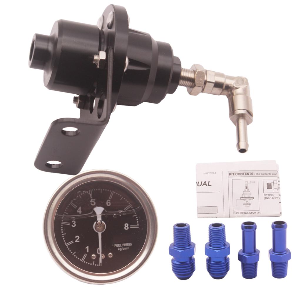 Universal Adjustable Fuel Pressure Regulator 0-160 Psi Car Auto W/ Gauge