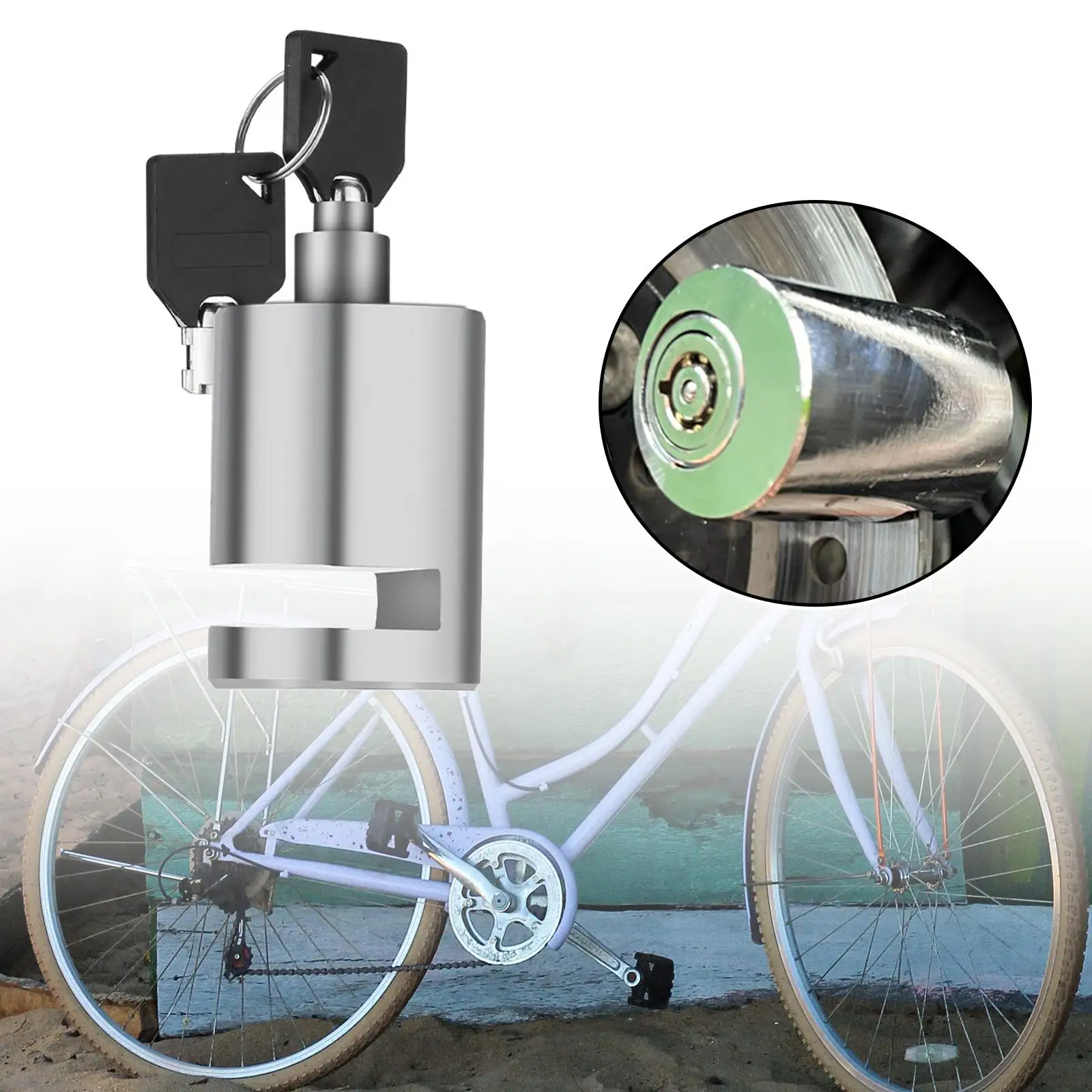 Bike Disc Brake Lock Safety Lock with Keys Electric Bike Security Lock Accessories Waterproof for Road Bike Cycling Motorcycle
