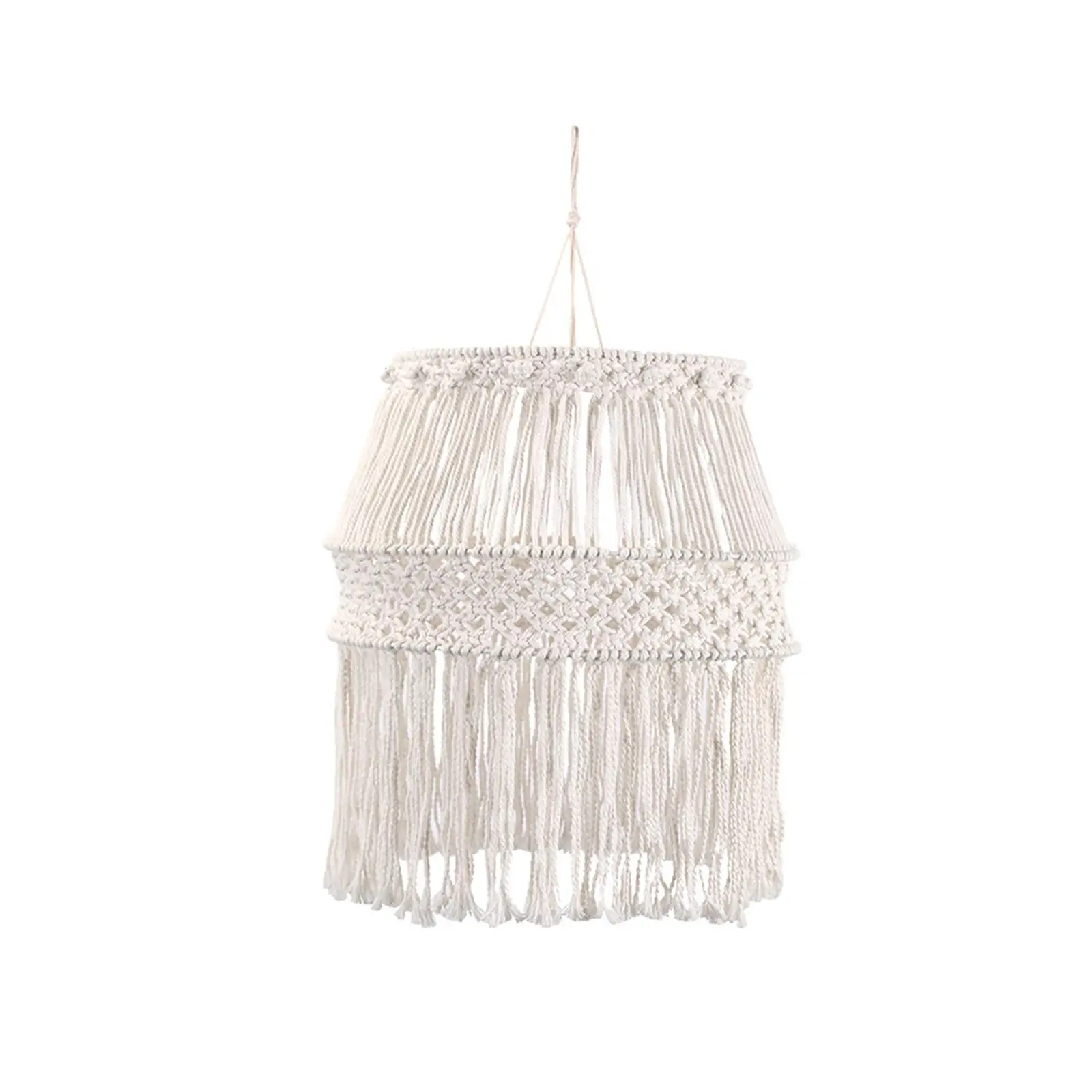 Macrame Lamp Shade Bohemian Style Woven Light Cover Hanging Lampshade Pendant Light Shade Only for Living Room Party Decoration