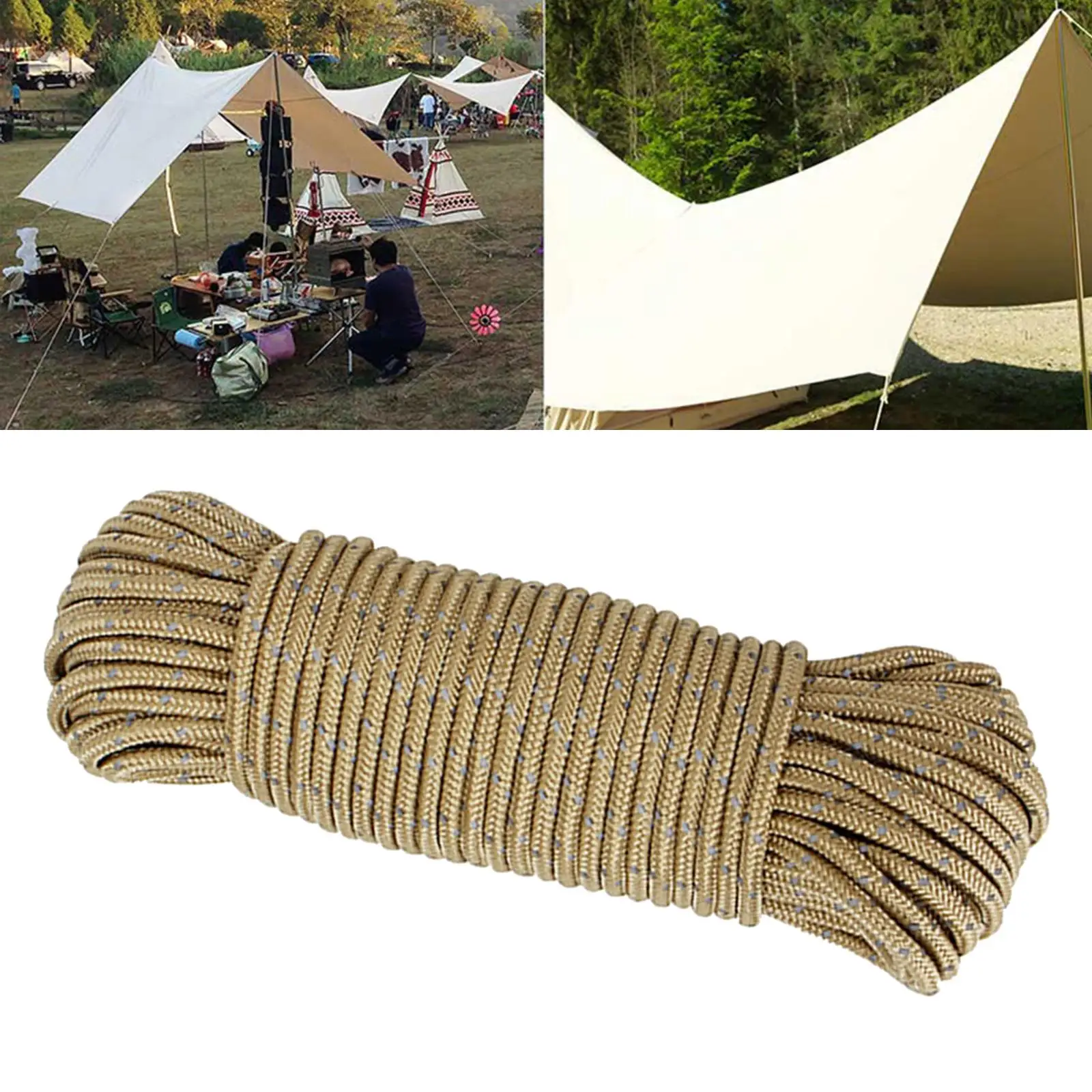Lightweight Reflective Cord Tent guyline Rope 20M Camping Rope for Backpacking Handle Wraps