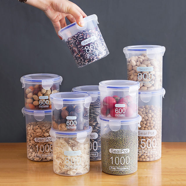 Round Sealed Jar Transparent Plastic Food Jar Fruit Flower Tea Biscuit Box  Grains Sealed Can Packaging