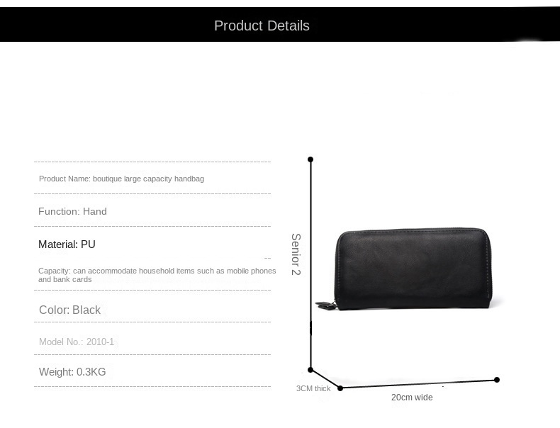 Men's Wallet New Business Long Zipper PU Leather Multifunctional Handbag Fashion Mobile Phone Bag Men's Bag_voghion.com