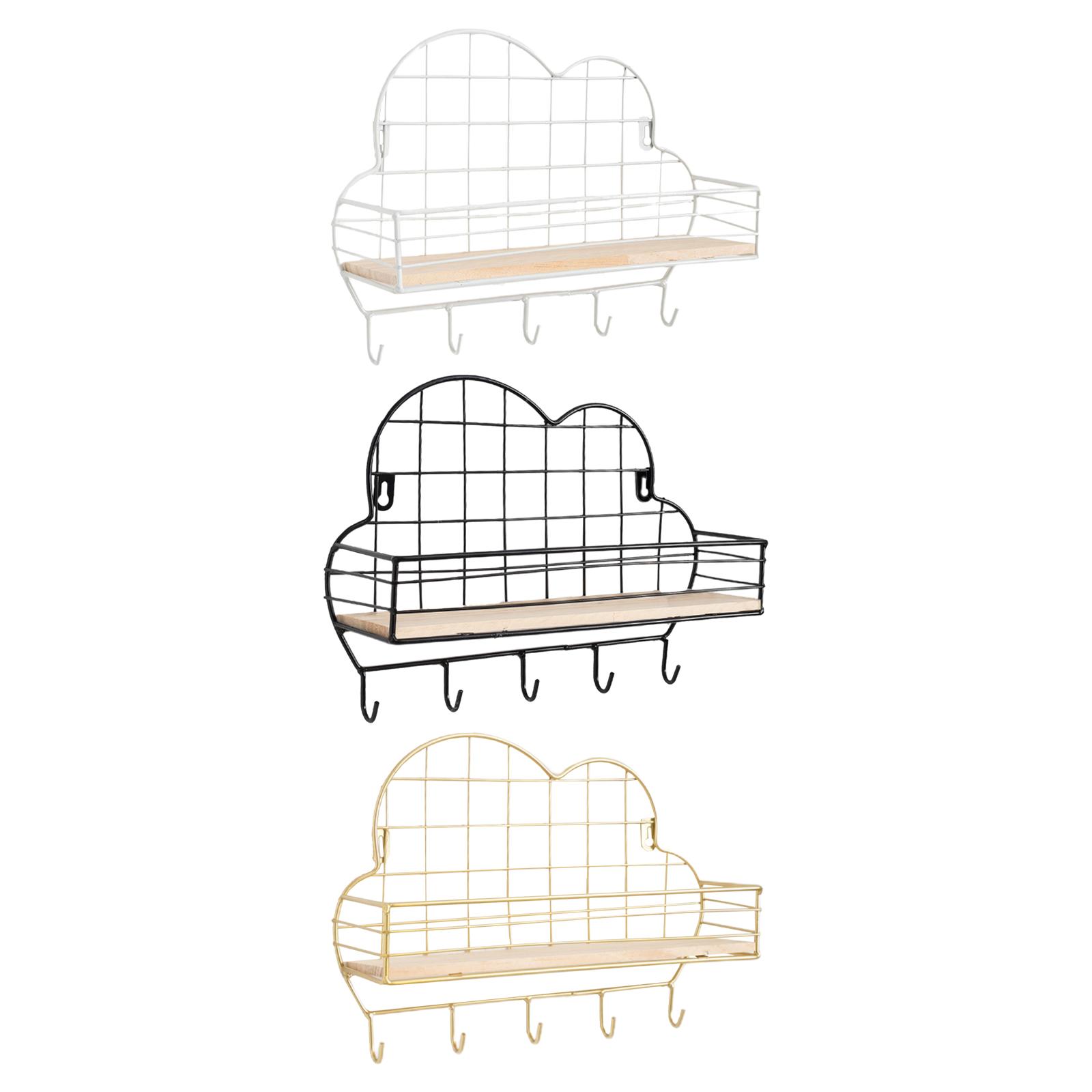 Nordic Style Iron Grid Wall Shelf Hooks Storage Rack Wall Mounted Bookshelf for Home