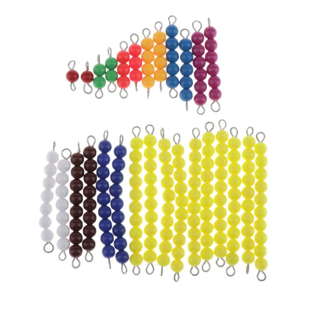 Montessori Math Materials 2 Sets of Colored Stair Beads 1 9 & 10pcs