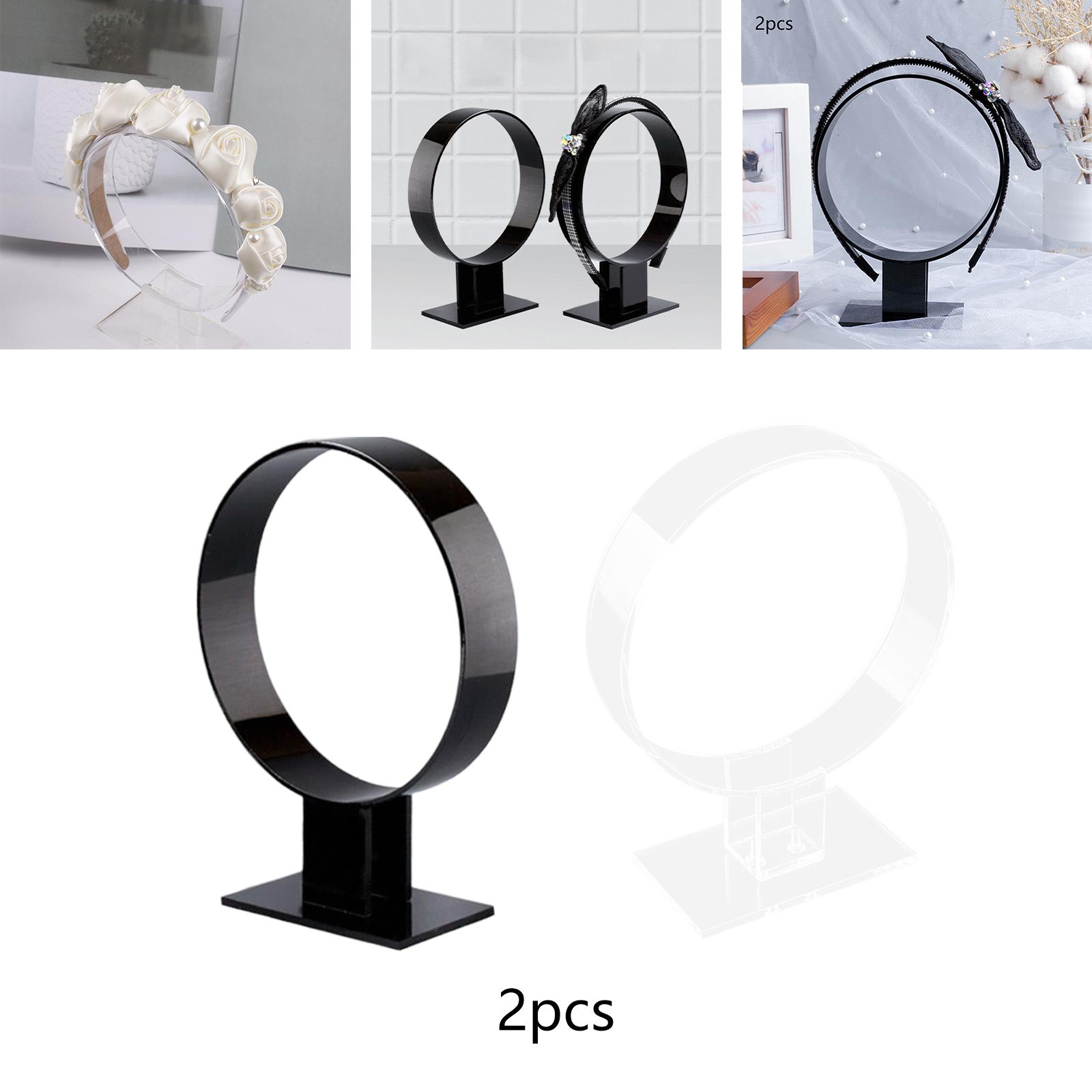 2 Pieces Single Headband Display Stand Accessories Gifts Acrylic Rack Headwear Holder Hair Hoop Holder for Store Retail Women