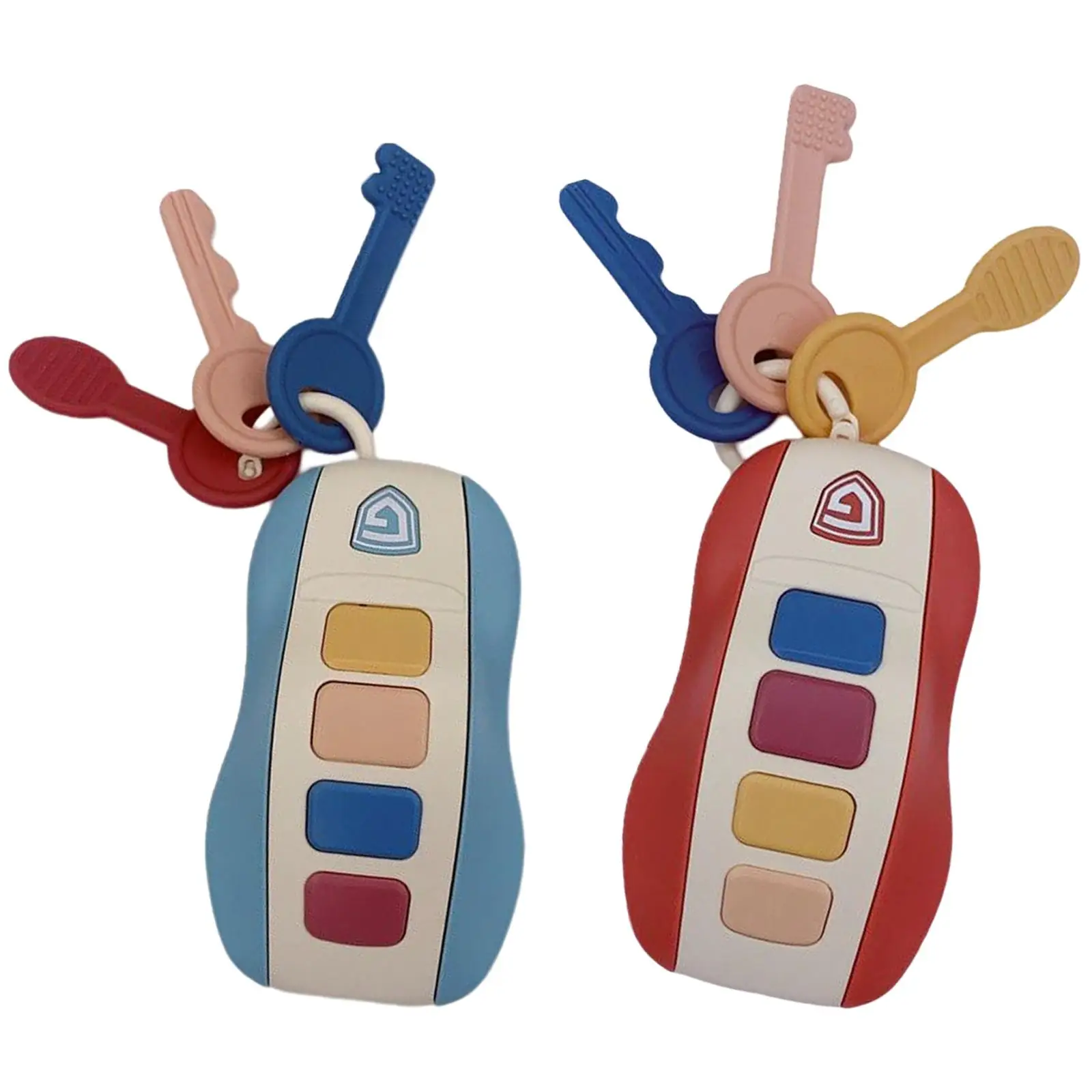 2Pcs Toy Car Keys on A Keychain Musical Smart Remote Key for Toddler Gifts