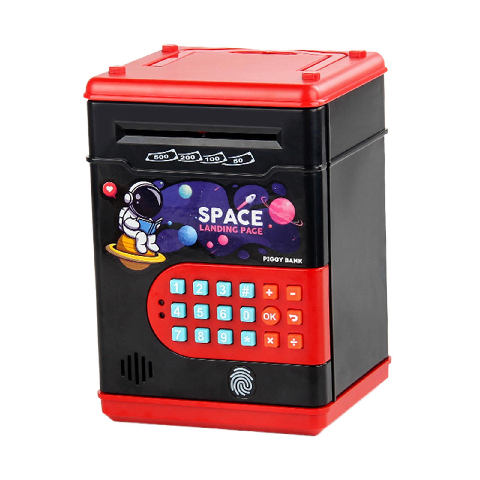 Auto Scroll Money Saving Box Toy with Fingerprint Password Protection Large Capacity Password ATM Machine Toy for Boys