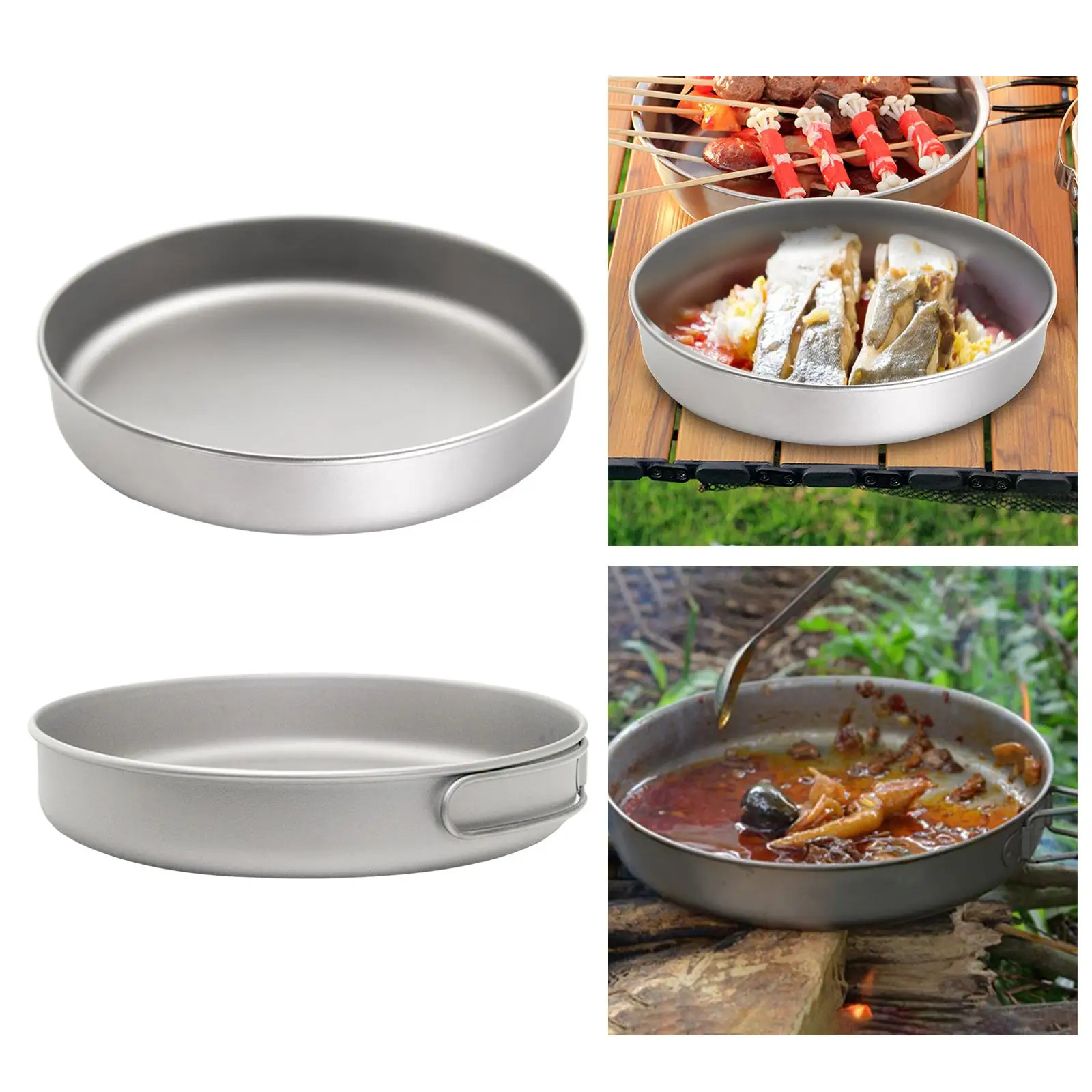 Titanium Pan, Camping Cookware, Utensils  Bowl Titanium Frypan, Frying Pan, for Outdoor Hiking  Picnic