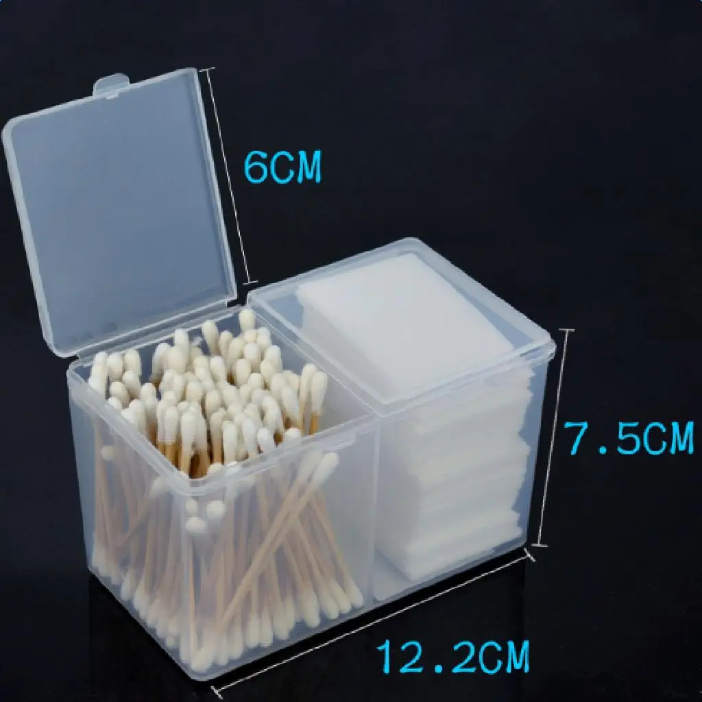 2 Slot Clear Plastic Makeup Organizer Case Cosmetic Box for Cotton Ball Swab Makeup Pads Nail Wipes Dustproof