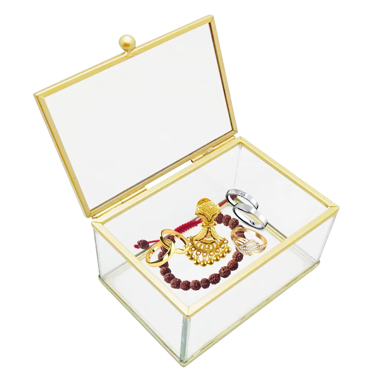Glass Jewelry Box Keepsake Box for Women and Girls Storage Trinket Display Case Decorative Storage Box for Wedding Birthday Gift