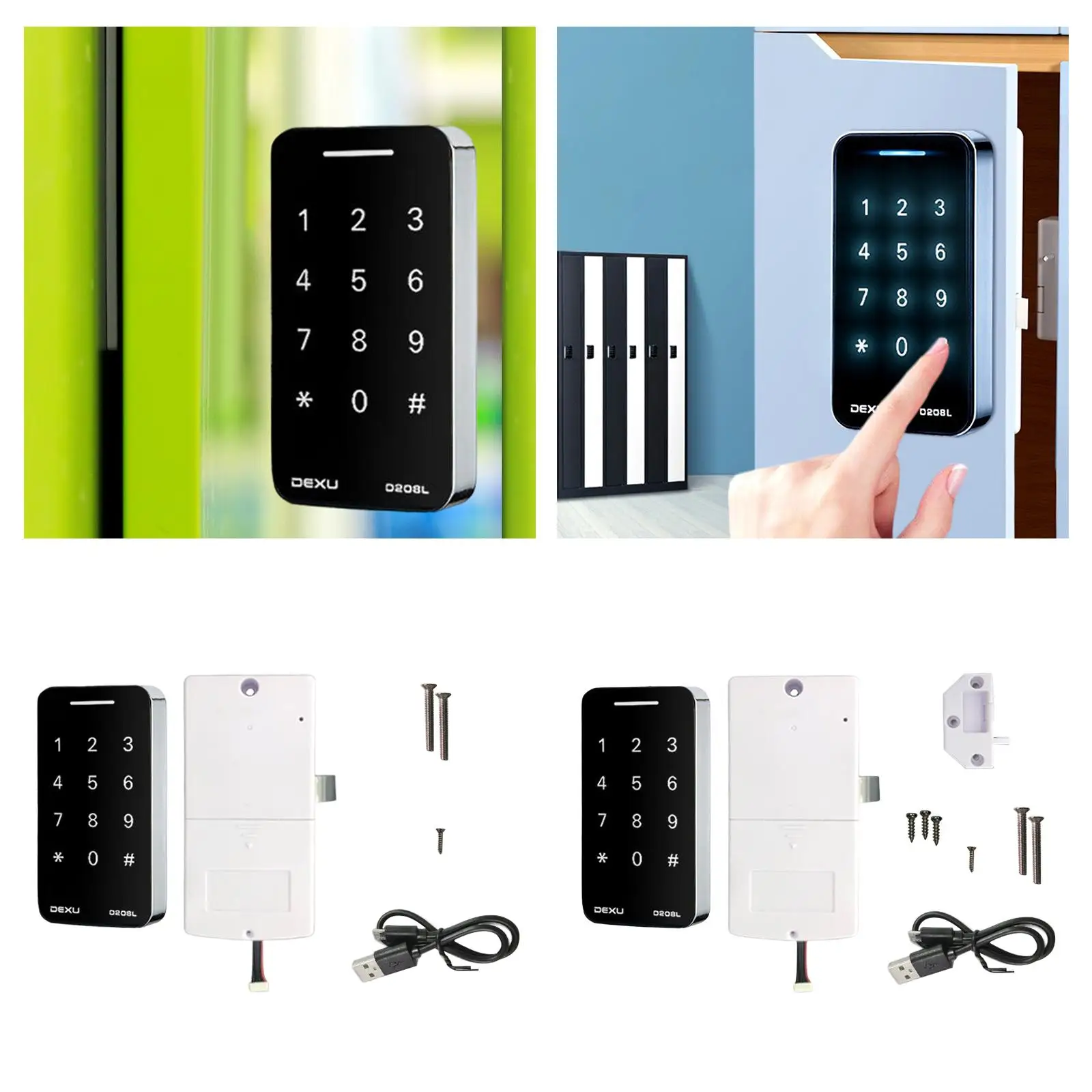 Electronic Cabinet Lock Kit Entry Touch Keypad Lock External Lock Smart Digital Password Lock for Door School Sturdy Room Office