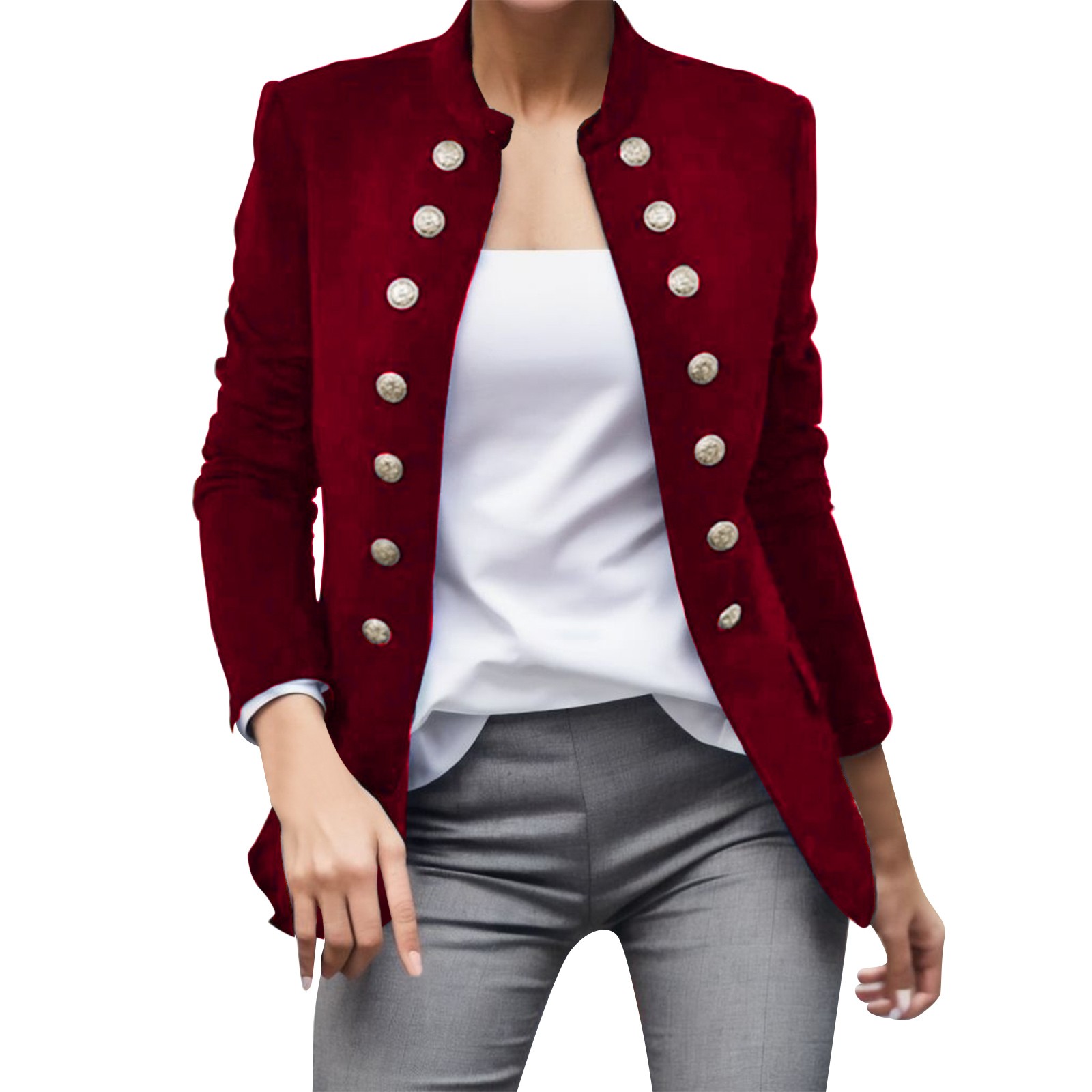 Title 4, Casual O-neck Long Sleeve Jacket Outerwear Offi...