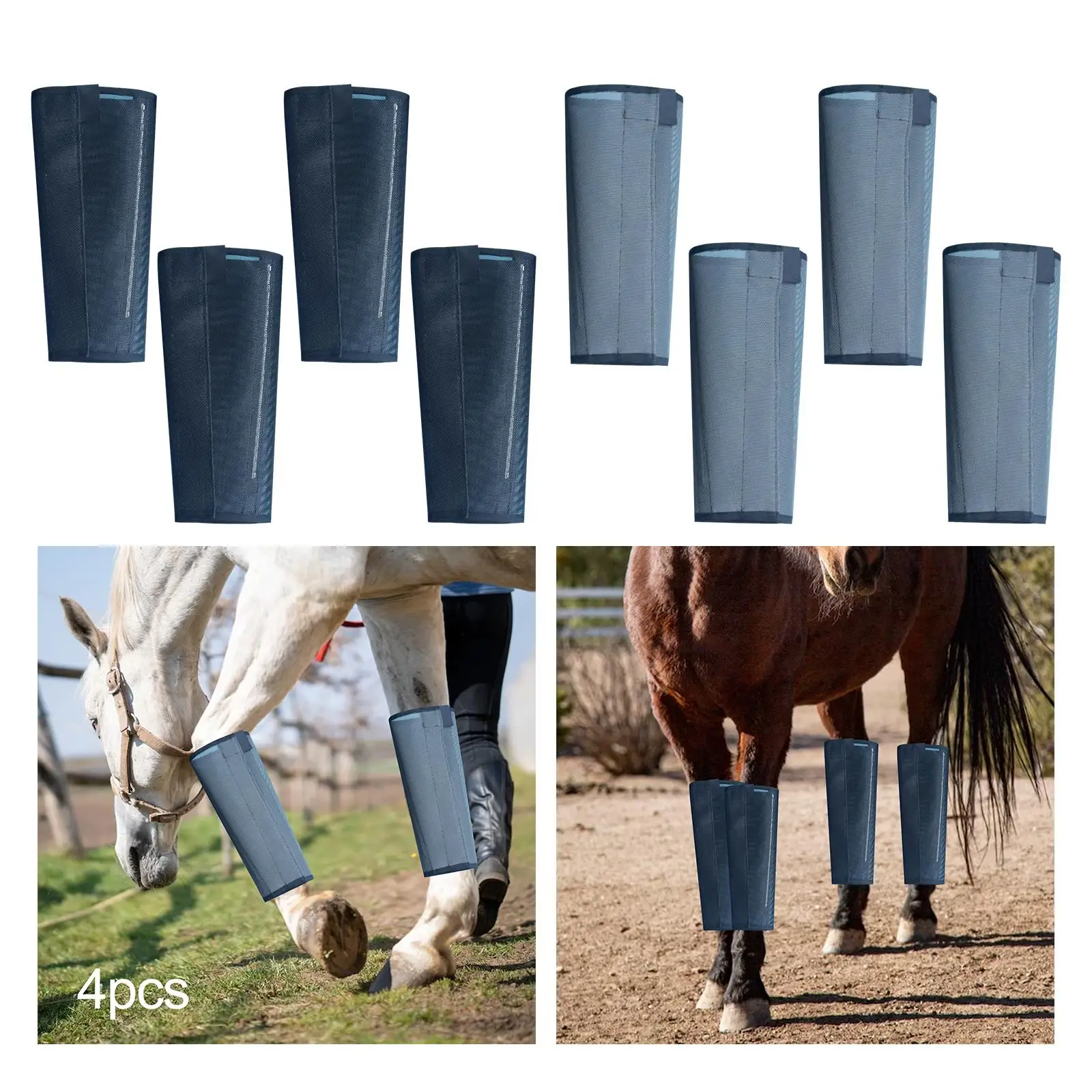 4x Horse Boots Breathable Mesh Leg Protection Wraps Equestrian Accessories