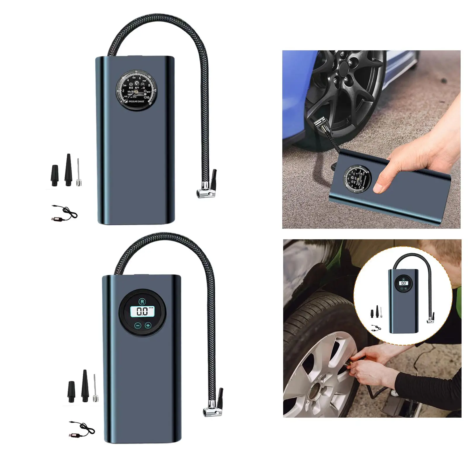 Cordless Tire Inflator Compact Pump Auto Accessories Tire Pump Portable Air Compressor for Motorcycle Cars SUV Trucks Bike