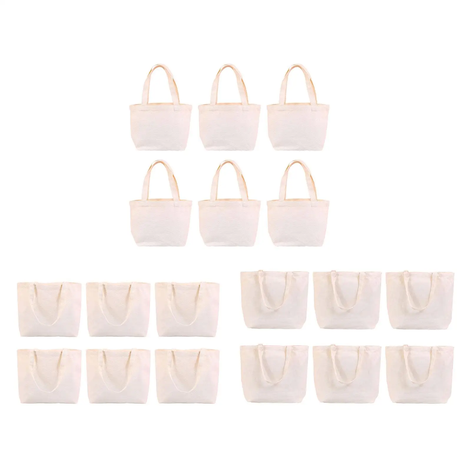 6Pcs Canvas Tote Bags Washable Top Handle Canvas Fabric Bags for Painting Printing Embroidery Decoration DIY Crafts Advertising
