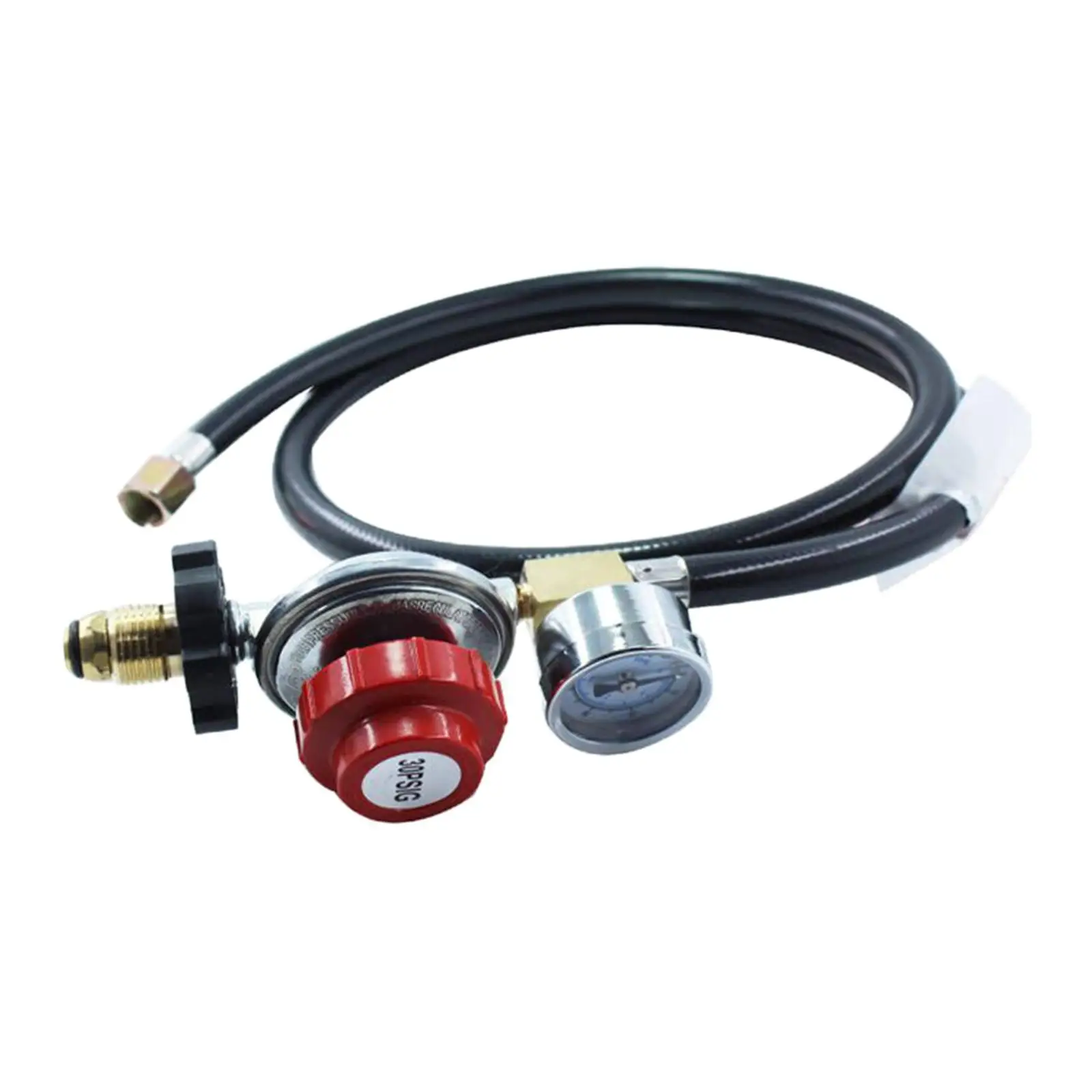 High Pressure Gas Regulator 30PSI with Gauge and Hose Indicator Pol Connector Replacement for Fire Gas Cooker BBQ Supply