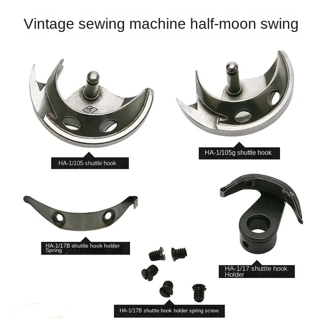 7PCS Bobbins & Shuttle for Vintage Sewing Machine Accessories, Include 5  pcs Shuttle Bobbin, Bobbin Case, Shuttle Hook