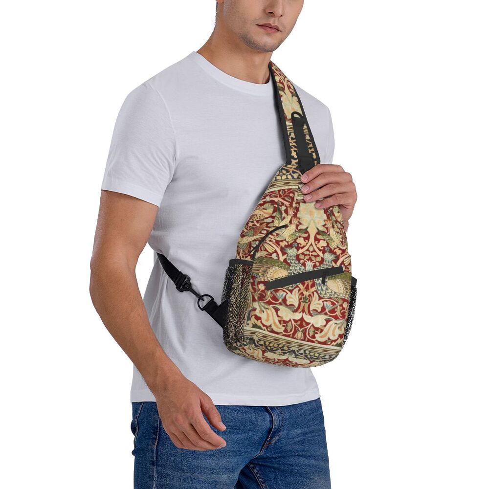 masculina floral padrão têxtil bolsa de ombro