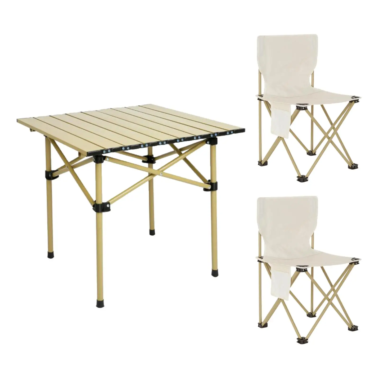 Camping Folding Table Chairs Set with 2 Stools Portable Side Table Foldable Picnic Table for Picnic Garden Yard Patio Outdoor