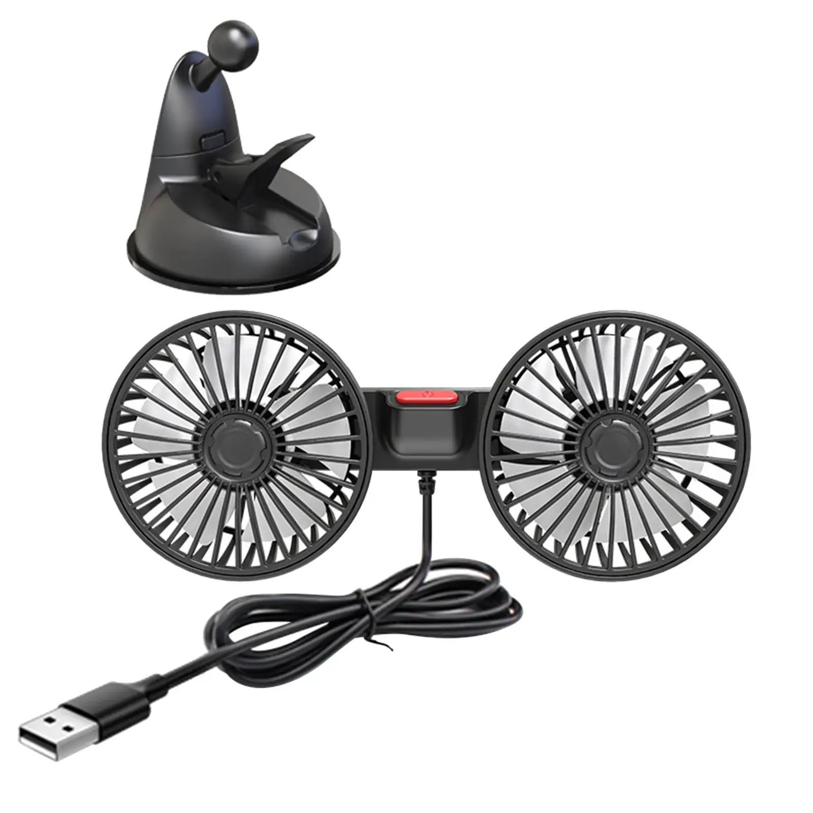 Car Cooling Fan Low Noise Desk Fan Mounted Wind Regulation 3 Speeds 5V 10W Air Cooler for RV Dashboard Office Home Sedan