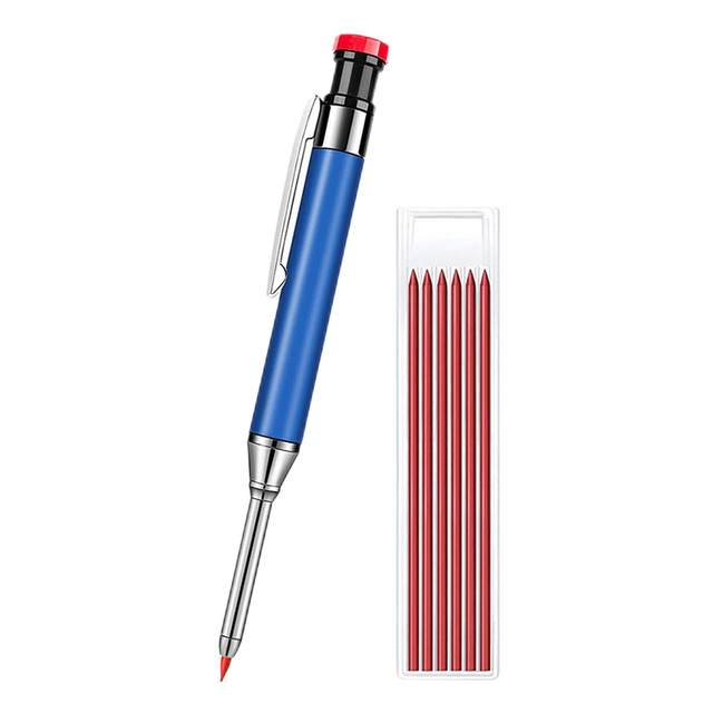 Metal Solid Carpenter Pencils Set Deep Hole Mechanical Pencil With Refill Marking Tool Woodworking Deep Hole Marker Pen