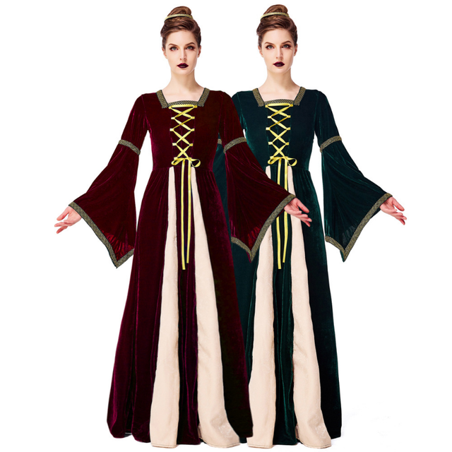 Medieval Women Flare Sleeve Victoria Dress Palace Princess authentic Dress Cosplay Costume