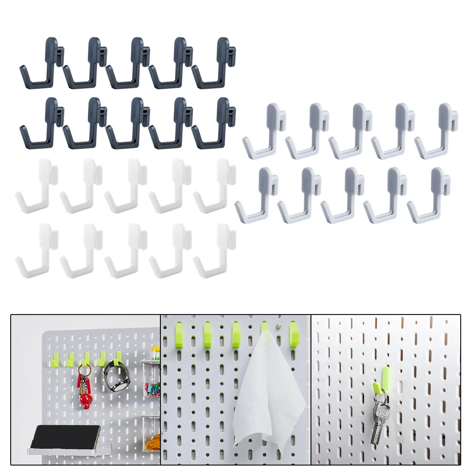 20 Pieces Pegboard Hook Wall Mounted Peg Hook Power Tool Holder Stable Practical for Home Workbench Basement Kitchen Storage