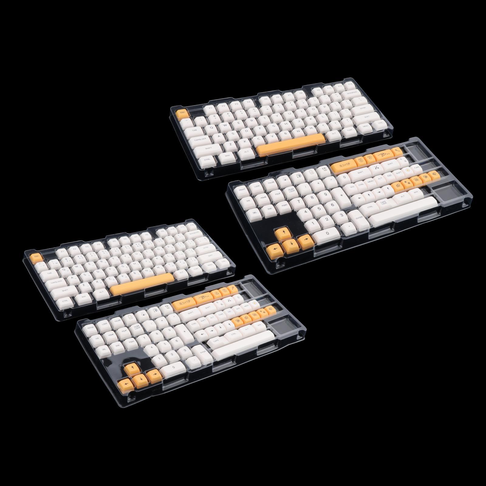 140-Key PBT Keycaps Kit Xda Profile Yellow Replacement for Mechanical Keyboards for Cherry 61/68/82 Compact Layout Keyboards