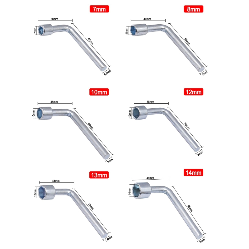 Description Picture 6 of item7/8/10/12/13/14mm Socket Wrench L Type Socket Wrench Compact Metric Hex Socket Wrench High Hardensss Steel Made Repair