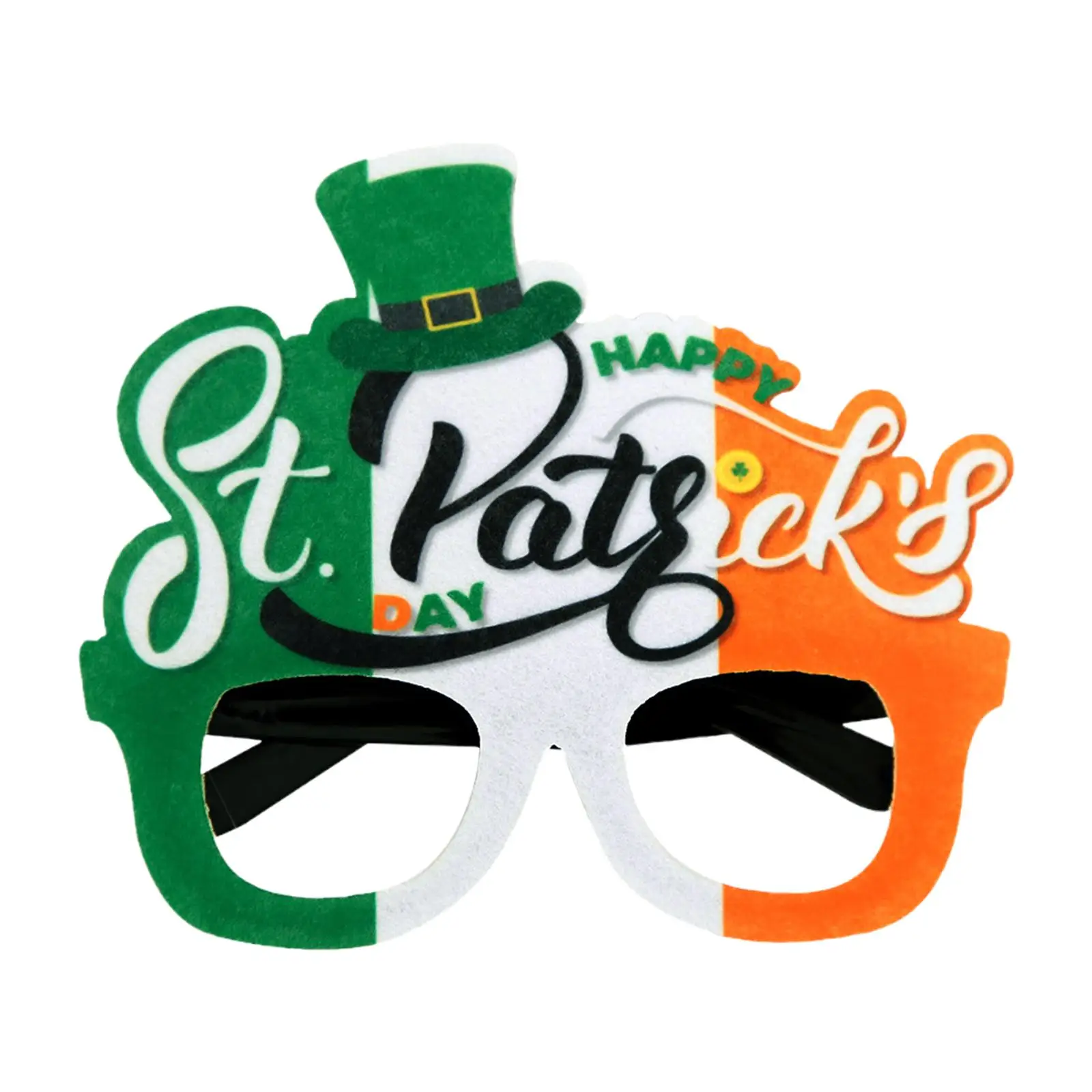 Happy Saint Patricks Day Glasses Shamrock Top Hat Glasses Frame Decor Fancy Dress Eyeglasses for Costume Party Rugby Favors Kids