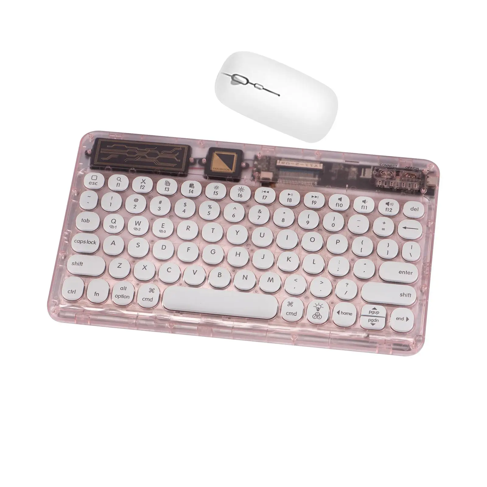 Wireless Gaming Keyboard Mouse PC Gamer Professional Office Transparent Mute