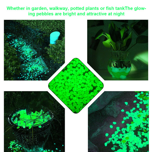 Glow In The Dark Stones Pebbles Decorative Luminous Stones Glow Rocks Pebbles For Garden Pathway Fish Tank Aquarium Green