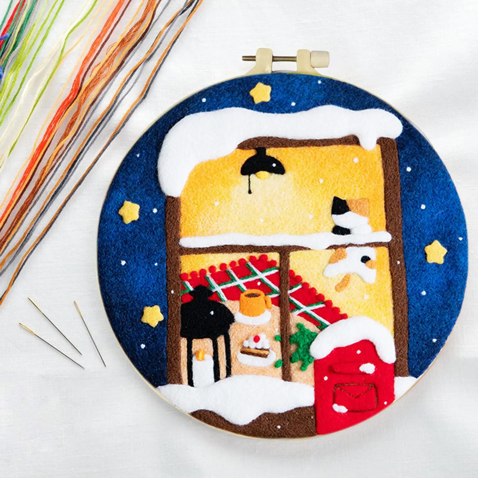 Punch Embroidery Pen Hoop Yarn Rug Pre Printed Pattern Snowing for Desktop